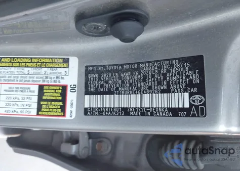 2016 Toyota Corolla Le из США, поврежденный, VIN 2T1BURHE4GC489262